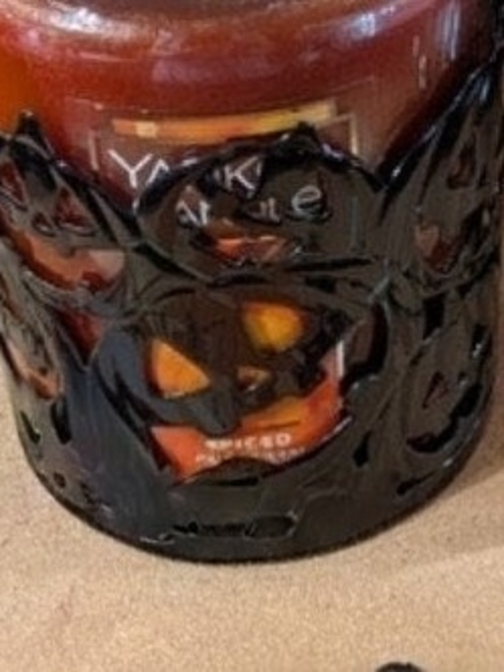 Yankee Candle Black Metal Candle Sleeve Holder Jack-o'-lantern Design New
